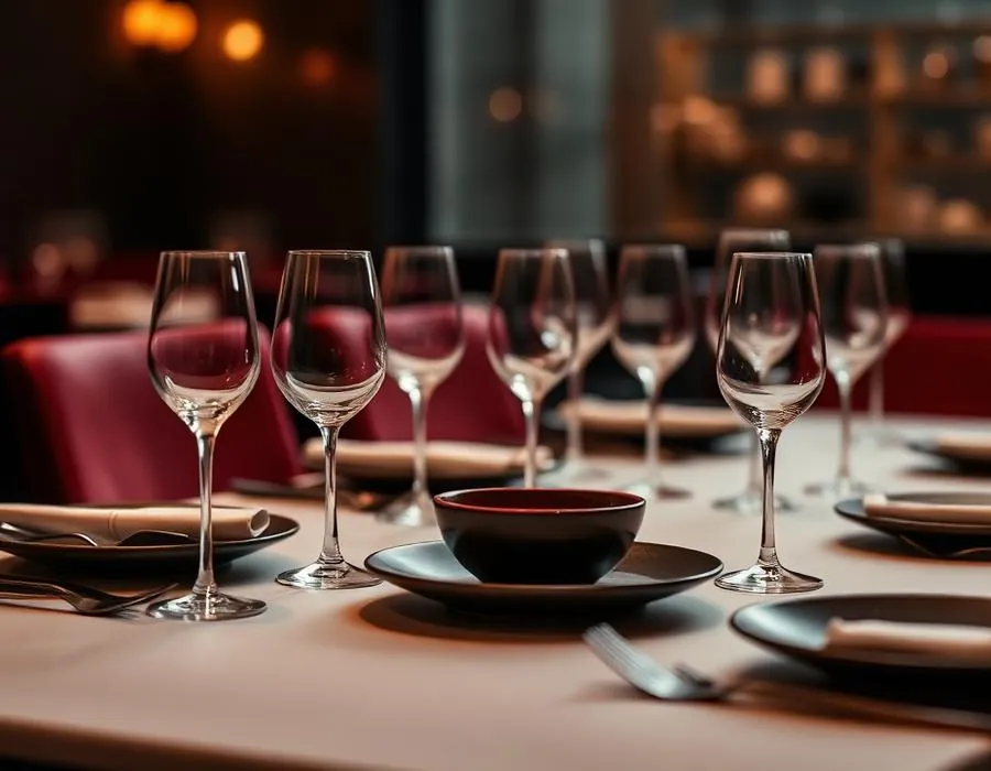 Une table de restaurant dressée pour le service du soir
